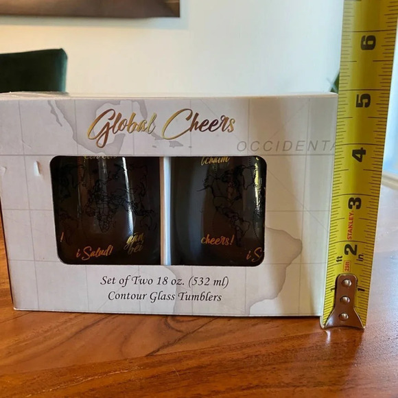 World Map "Global Cheers" Glass Tumblers 18oz (532ml) Set - Picture 11 of 12